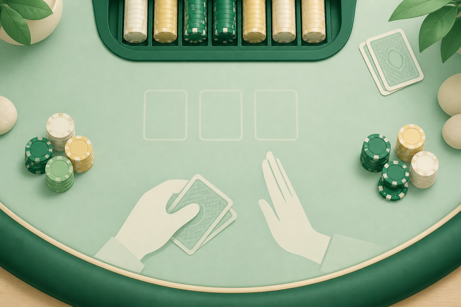 Live table chips arranged neatly as an etiquette illustration