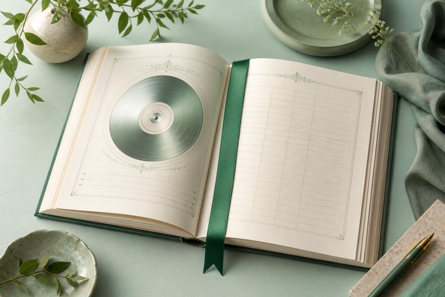 Registry book with a spinning disc motif